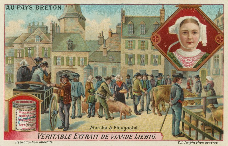 Piac Plougastelben (chromolitho) alkotó: European School