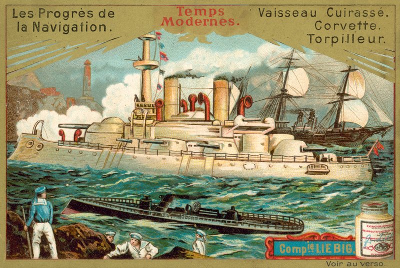 Modern hadihajók (chromolitho) alkotó: European School