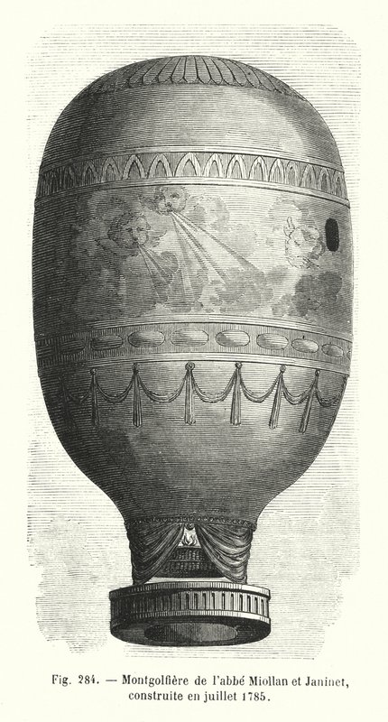 Miollan és Janinet abbé Montgolfiere, 1785 júliusában épült (metszet) alkotó: European School