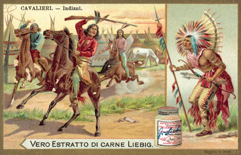 észak-amerikai indiánok (chromolitho) alkotó: European School