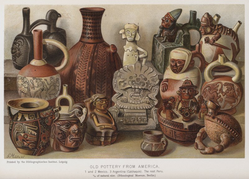 Régi kerámia Amerikából (chromolitho) alkotó: European School