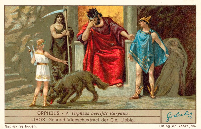 Orpheus kiszabadítja Euridikét (chromolitho) alkotó: European School