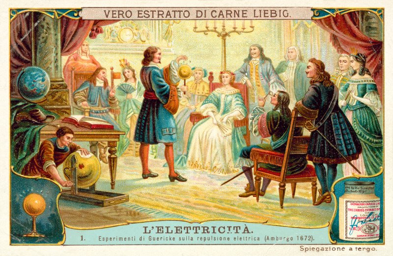 Otto von Guericke kísérlete az elektrosztatikus taszításról, Hamburg alkotó: European School