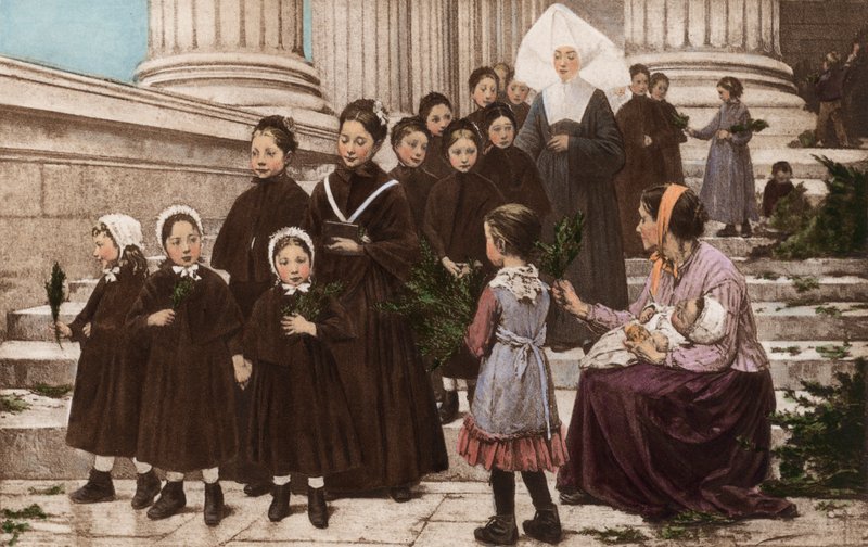 Virágvasárnap (színes fotógravírozás) alkotó: European School