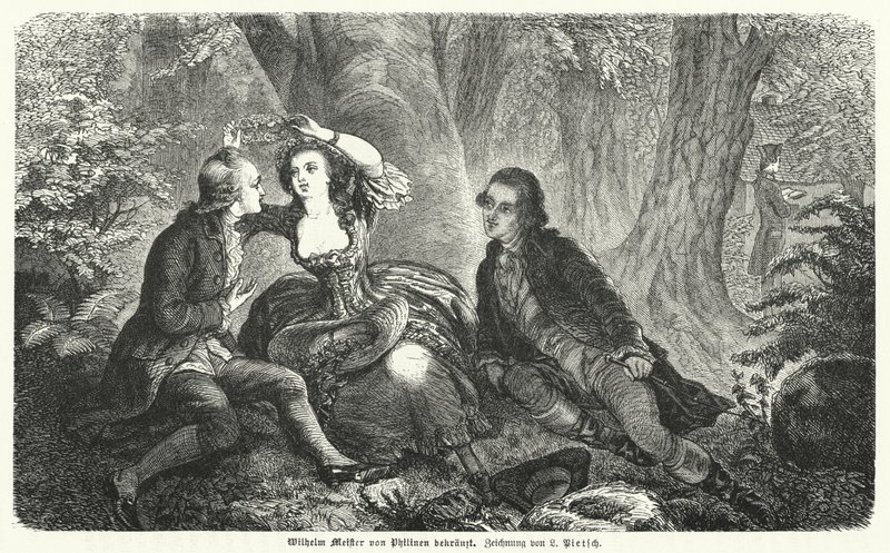 Philinen megkoronázza Wilhelm Meistert koszorúval: jelenet Johann Wolfgang Goethe Wilhelm Meisters Lehrjahre című regényéből (metszet) alkotó: European School
