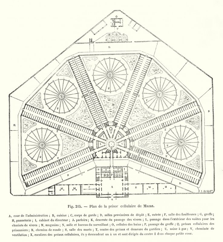 Mazas zárkabörtön térképe (metszet) alkotó: European School