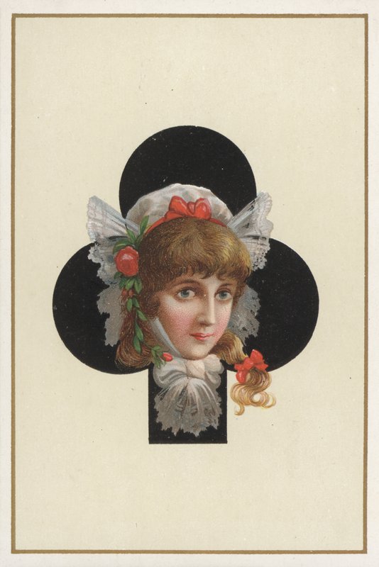 Lány portréja játékkártyán (színes litográfia) alkotó: European School