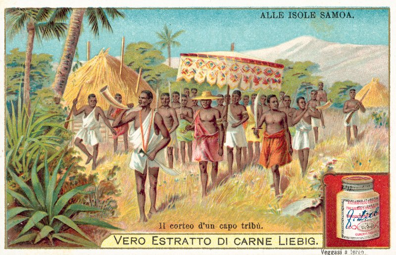 Egy szamoai törzsfőnök körmenete (chromolitho) alkotó: European School