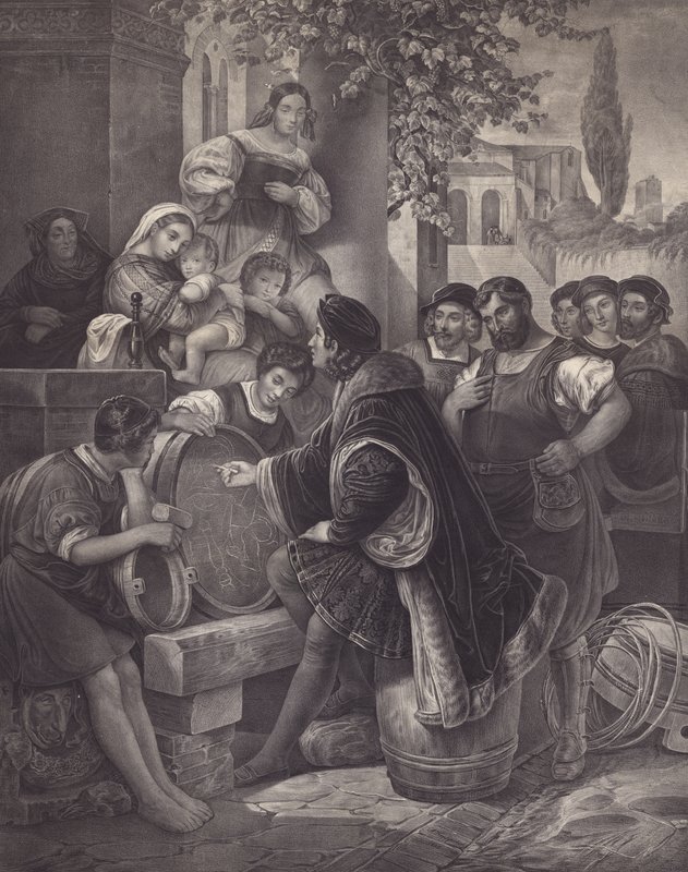 Raphael a szűz és a gyermek vázlatát (litho) alkotó: European School