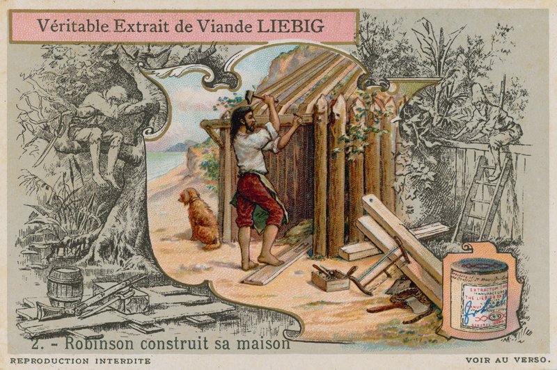 Robinson Crusoe építi a kunyhóját alkotó: European School