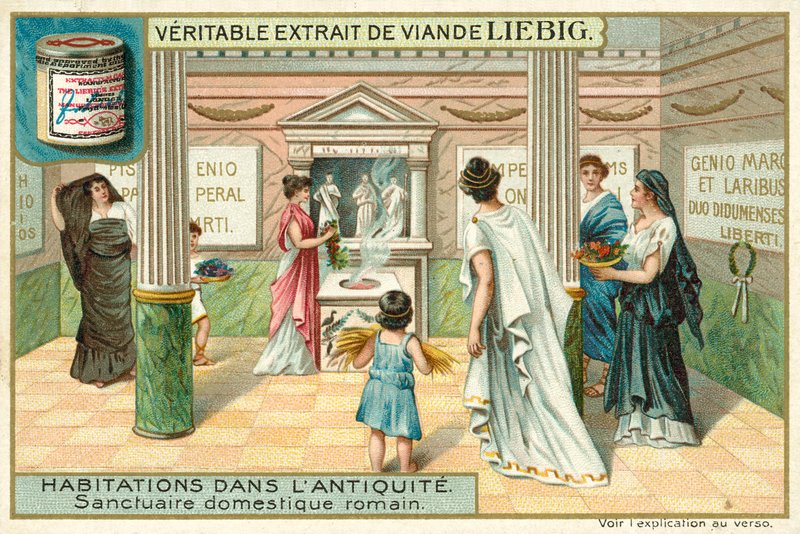 Szentély egy római otthonban (chromolitho) alkotó: European School