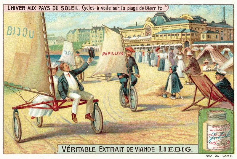 Homokos vitorlázás Biarritz tengerpartján (chromolitho) alkotó: European School