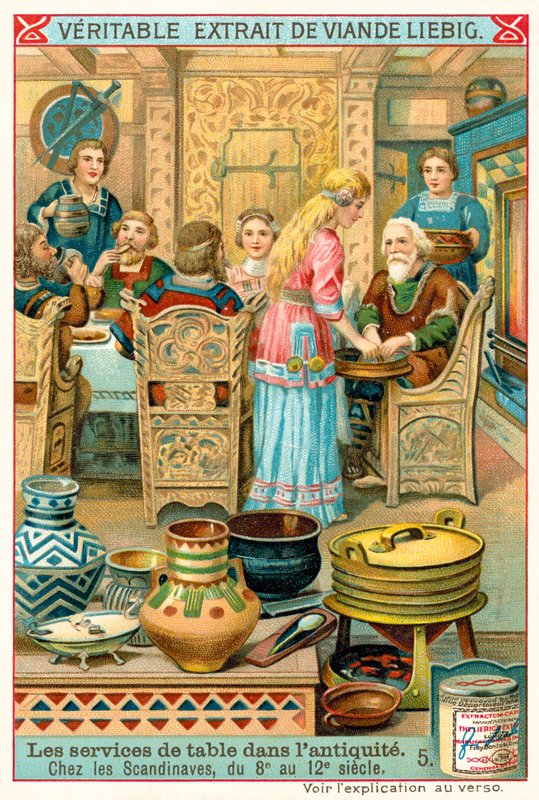 Skandináv étkészlet, 8-12. század (chromolitho) alkotó: European School