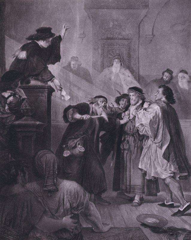 Jelenet Shakespeare A velencei kereskedő című művéből (IV. felvonás, 1. jelenet) (litho) alkotó: European School