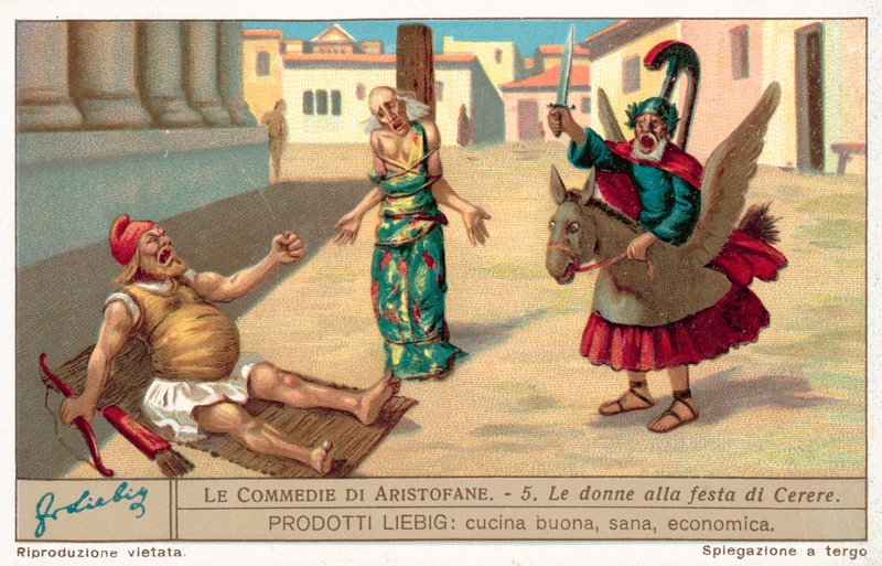 Jelenet a Thesmophoriazusae-ból (chromolitho) alkotó: European School