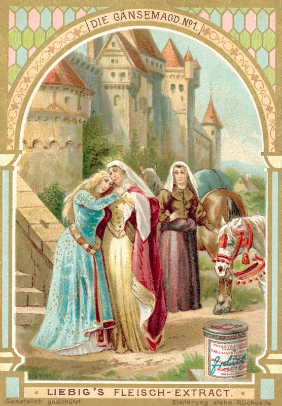 Jelenet a Grimm testvérek A libalány című meséből (chromolitho) alkotó: European School