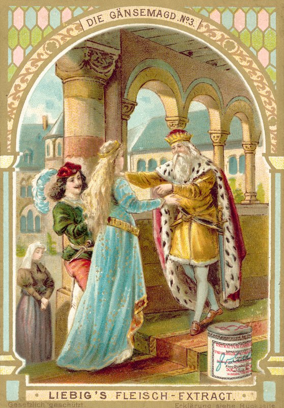 Jelenet a Grimm testvérek A libalány című meséből (chromolitho) alkotó: European School