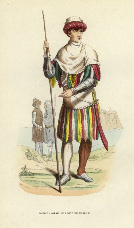 Angol katona VI. Henrik uralkodásából (színes metszet) alkotó: European School