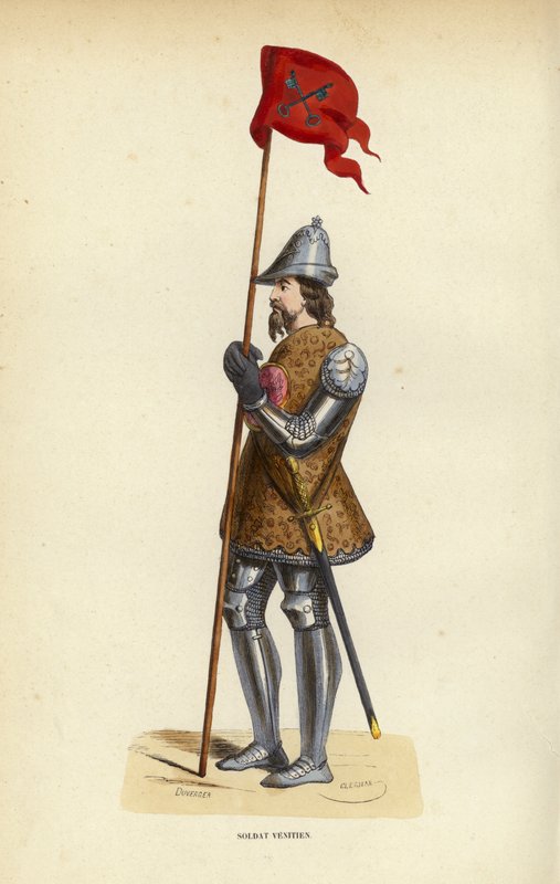 Soldat Venitien (színes metszet) alkotó: European School