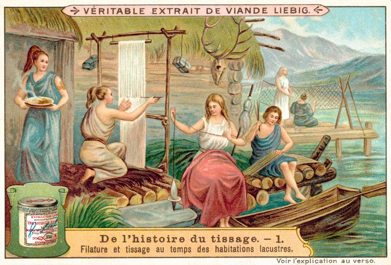 Fonás és szövés egy ősi tóparti faluban (chromolitho) alkotó: European School