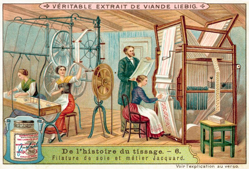 Fonó selyem és jacquard szövőszék (chromolitho) alkotó: European School