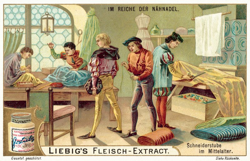 Szabóműhely a középkorban (chromolitho) alkotó: European School