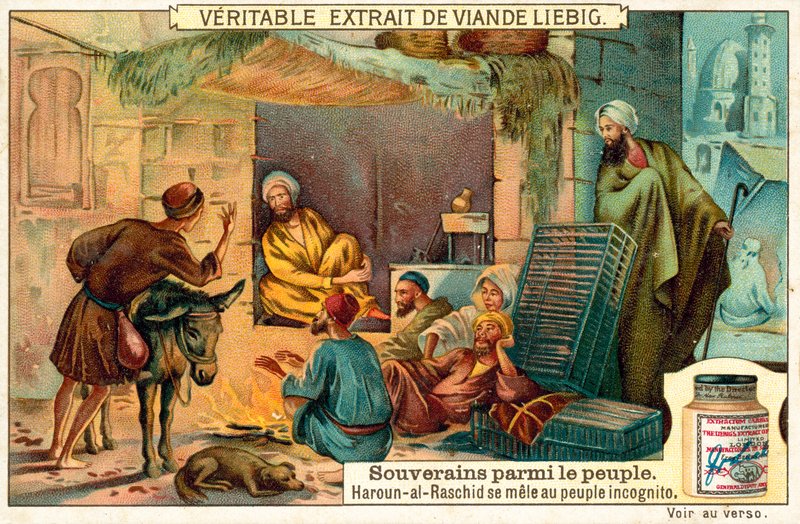 Harun al-Rashid abbászida kalifa inkognitóban (chromolitho) elegyedik népével alkotó: European School