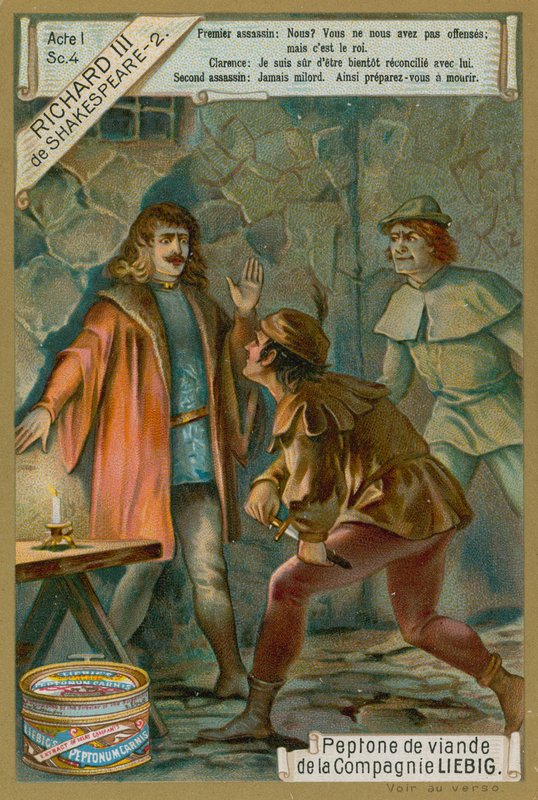 Clarence hercege és bérgyilkosai, I. felvonás, IV. jelenet William Shakespeare „III. Richard” című művéből (chromolitho) alkotó: European School
