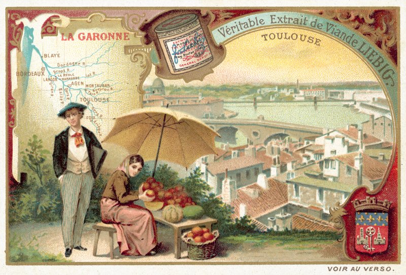 A Garonne és kilátás Toulouse-ra (chromolitho) alkotó: European School