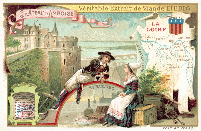 A Loire és kilátás a Chateau of Amboise-ra (chromolitho) alkotó: European School