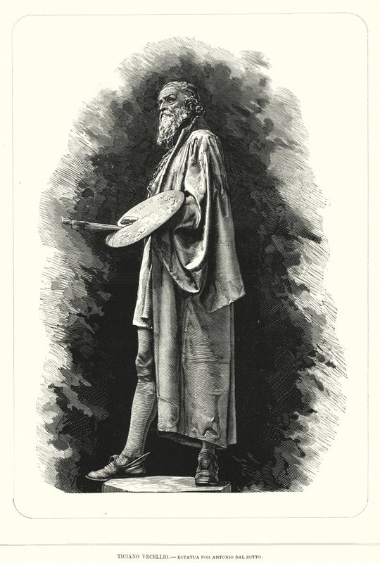 Tizian, olasz reneszánsz művész, Antonio dal Zotto szobra (litho) alkotó: European School