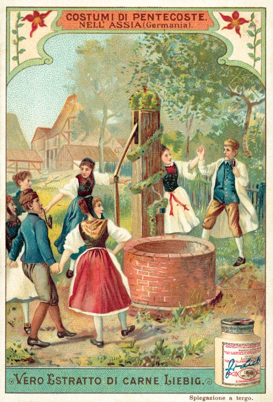 Hagyományos pünkösdi ünnepségek Hessenben, Németországban (chromolitho) alkotó: European School