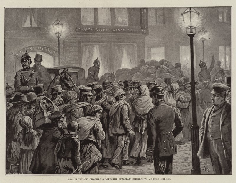 Koleragyanús orosz emigránsok szállítása Berlinben (litho) alkotó: European School