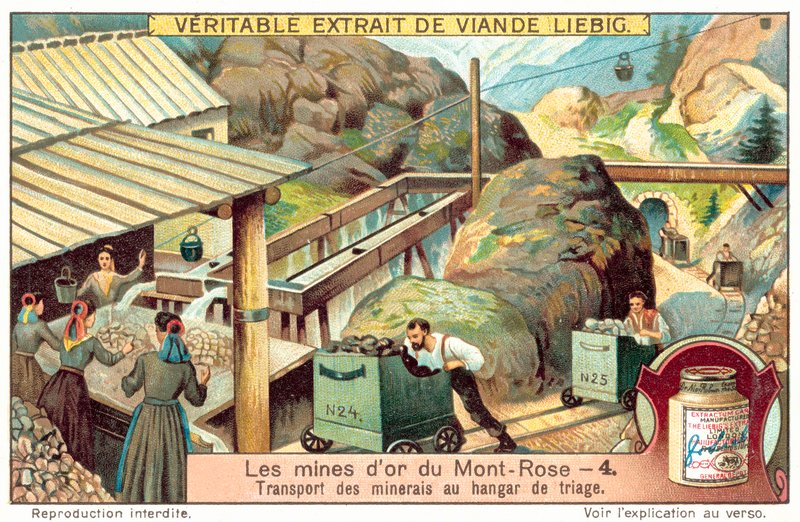 Érc szállítása a válogatóházba (chromolitho) alkotó: European School