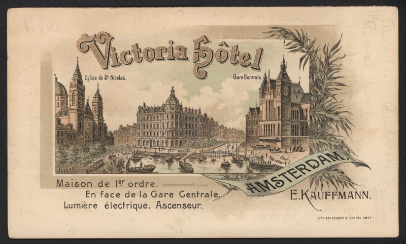 Victoria Hotel, Amszterdam (színes metszet) alkotó: European School