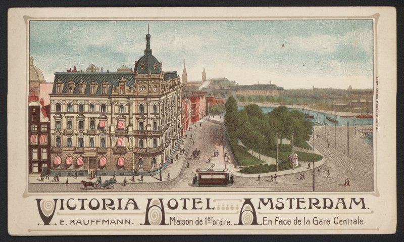 Victoria Hotel, Amszterdam (színes metszet) alkotó: European School