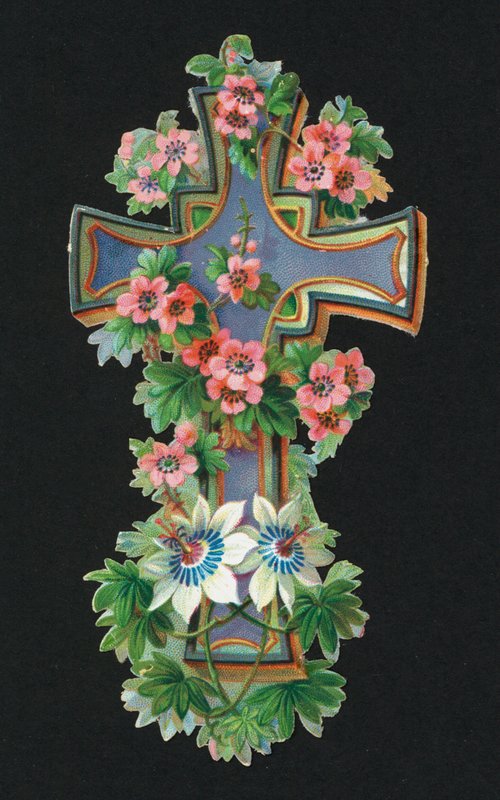 Viktoriánus töredékek: Szent kereszt (chromolitho) alkotó: European School