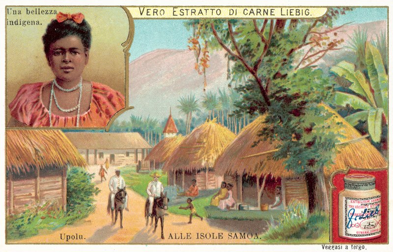 Falu Upolu szigetén, Szamoa (chromolitho) alkotó: European School