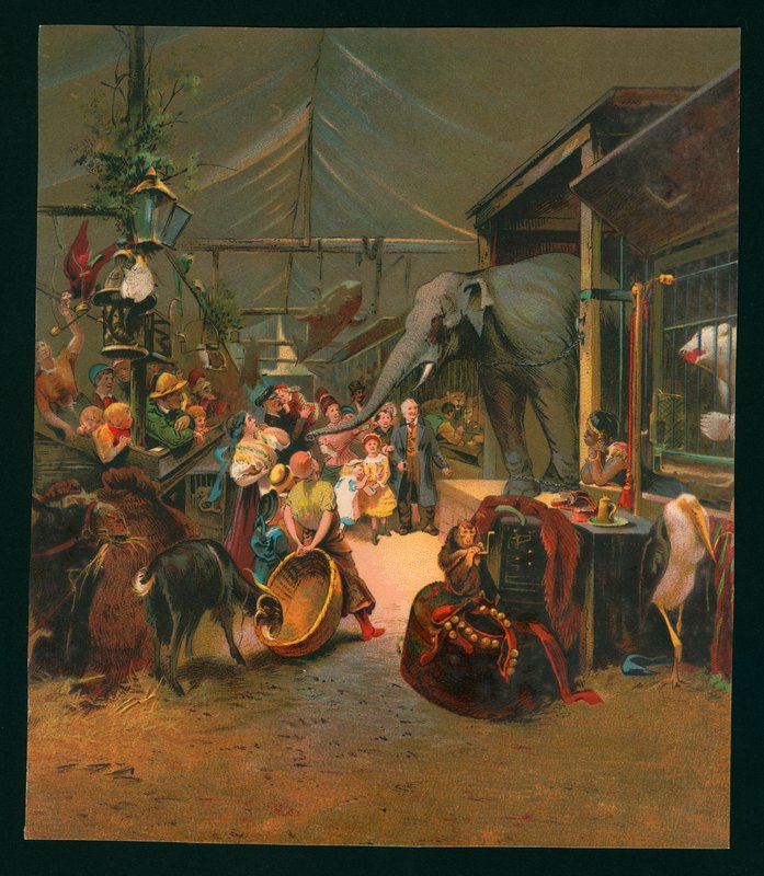Látogatók egy állatkertben (chromolitho) alkotó: European School
