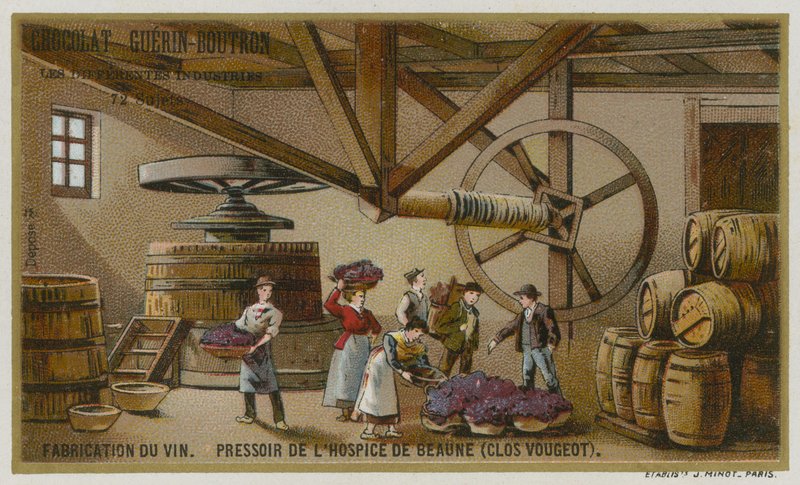 Borkészítés: Hospices de Beaune, Clos de Vougeot, Burgundia, Franciaország borprése alkotó: European School