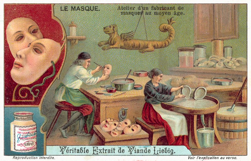 Egy középkori maszkkészítő műhelye (chromolitho) alkotó: European School