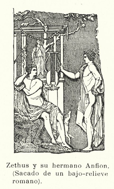 Zethus és Amphion, Zeusz ikerfiai, római dombormű (litho) alkotó: European School