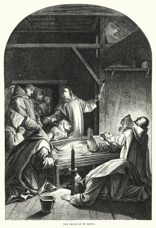 Szent Brúnó halála (metszet) alkotó: Eustache (after) Le Sueur