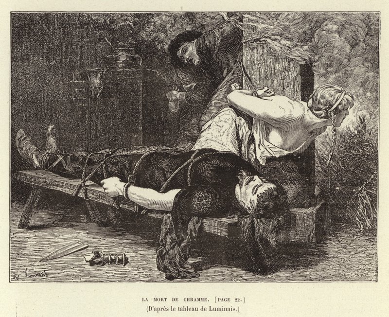 La Mort de Chramme. Chram halála, I. Chlothar fia, a frankok királya, 561 (metszet) alkotó: Evariste Vital Luminais