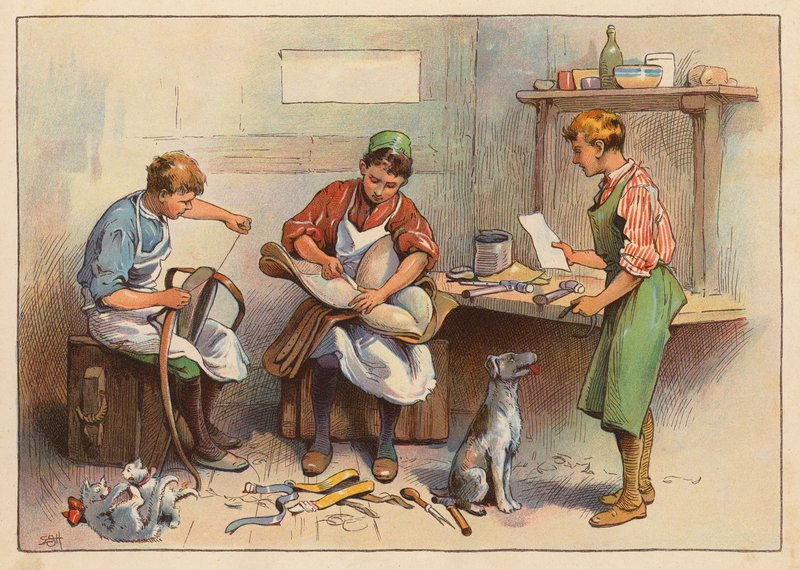 Kis munkások: (színes litográfia) alkotó: Evelyn Stuart Hardy