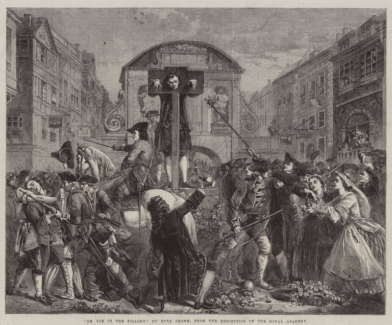 De Foe in the Pillory, a Királyi Akadémia kiállításáról alkotó: Eyre Crowe