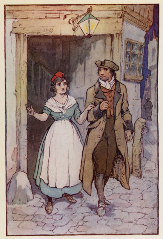 Illusztráció Charles Dickens A Tale of Two Cities című könyvéhez (színes litográfia) alkotó: F. M. B. Blaikie