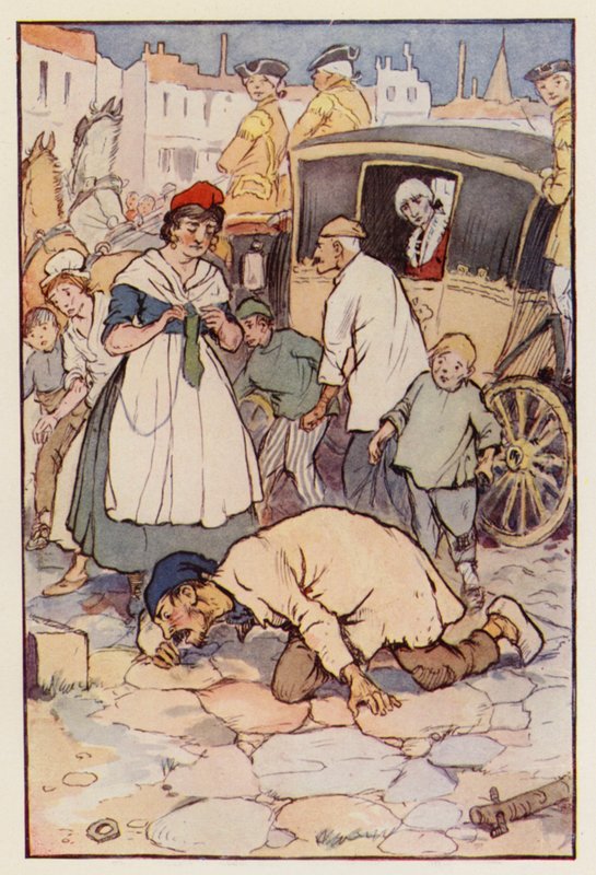 Illusztráció Charles Dickens A Tale of Two Cities című könyvéhez (színes litográfia) alkotó: F. M. B. Blaikie