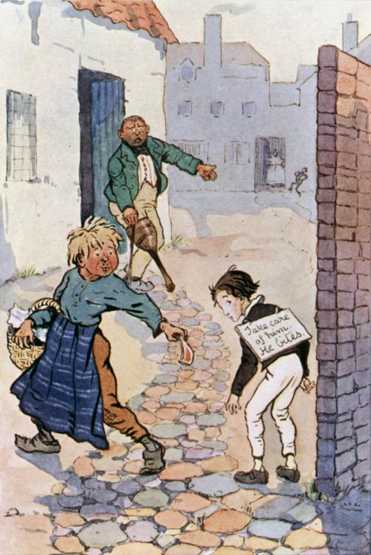 Illusztráció David Copperfield számára (színes litó) alkotó: F. M. B. Blaikie