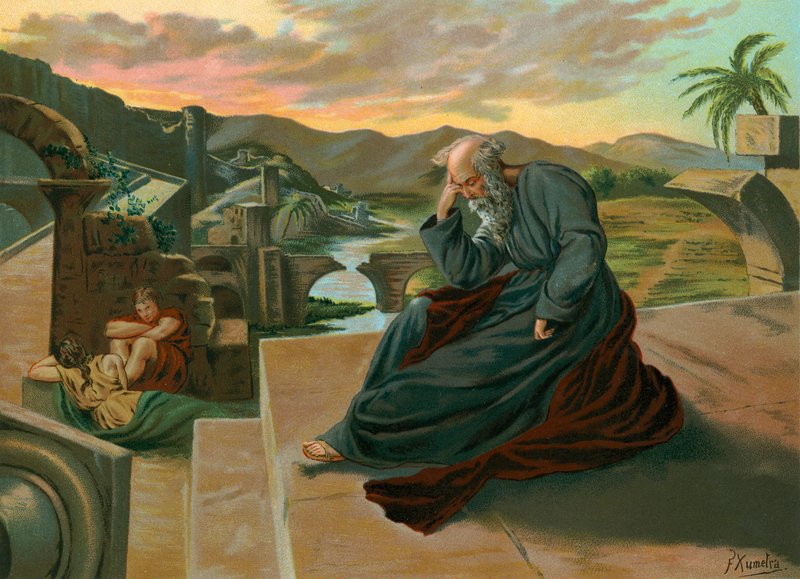 Jeremiás siratja Jeruzsálem gyalázatát alkotó: F. Xumetra